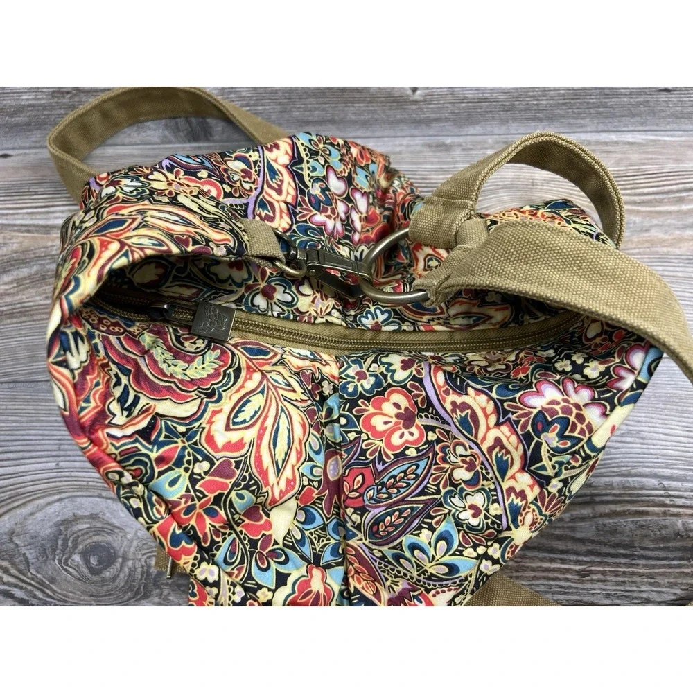 Black Butterfly Bohemian Style Canvas‎ Sling Backpack Multicolor Paisley Floral